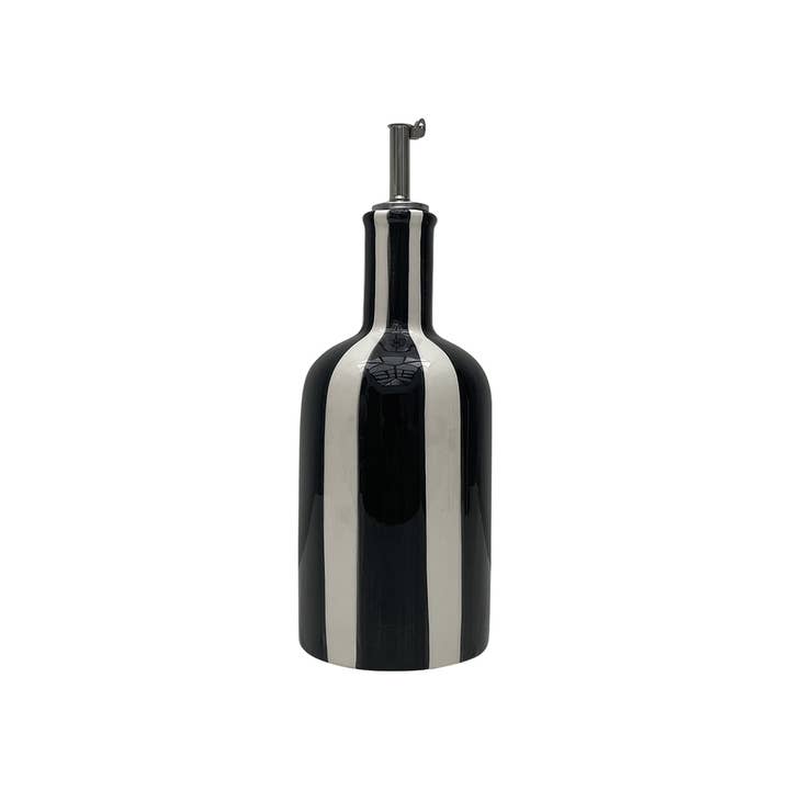 Black striped oil dispenser L8 W8 H22cm for wholesale by Opjet Paris