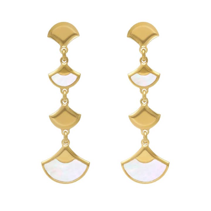 Pendientes largos abanico Mum's Break nácar para venta al por mayor de Victoria Cruz