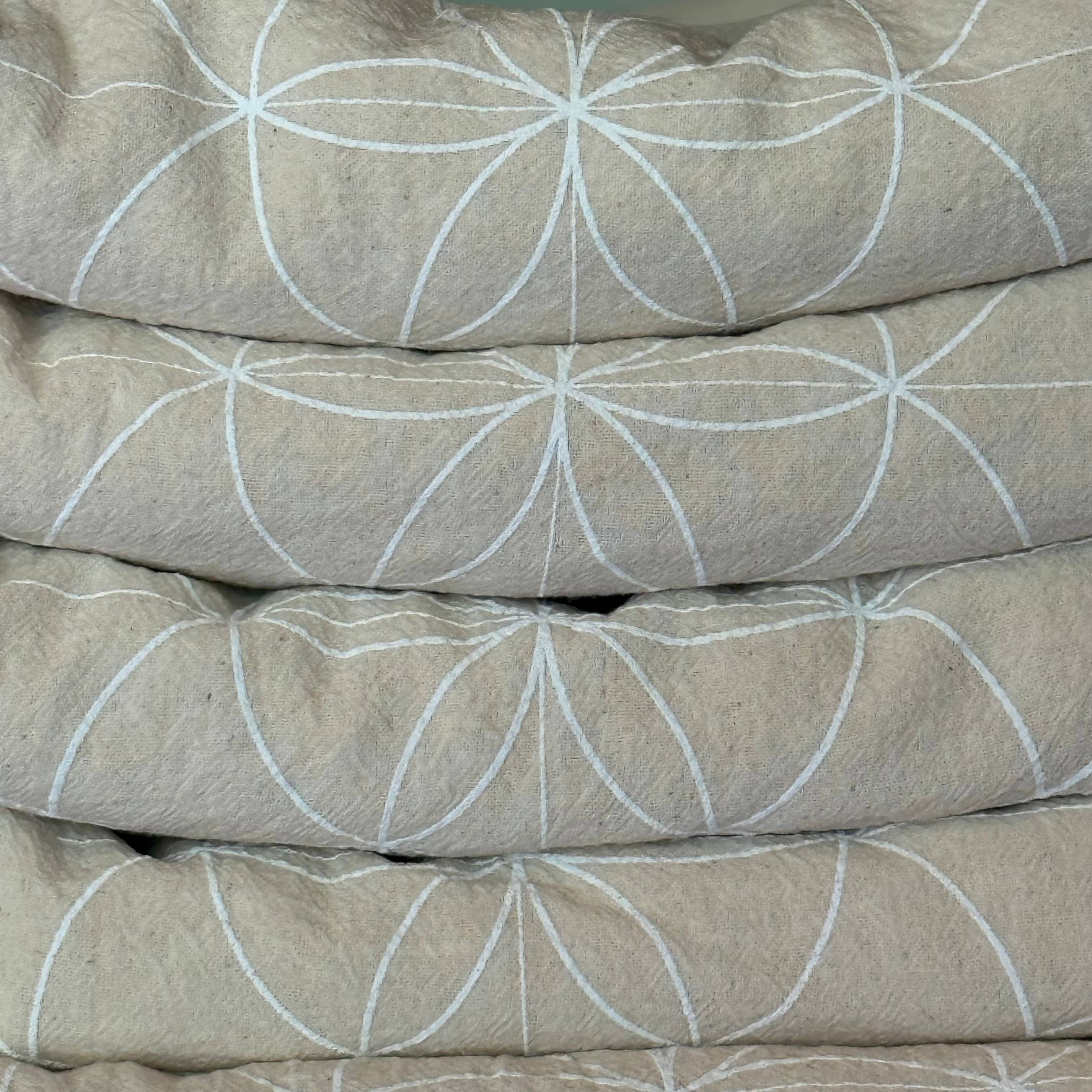 Crystal Grids - Wholesale Meditation Supplies - Seed of Life white ink, Crystal Grid Cloth, Alter Cloth18