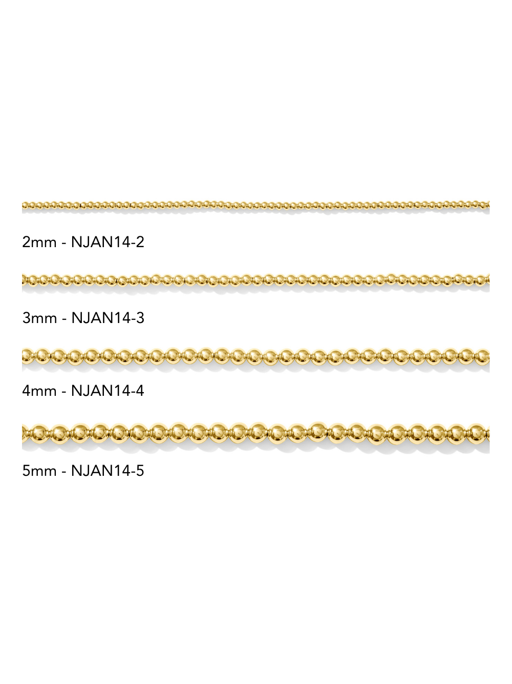 Kaylie Dawn Jewelry - Wholesale Beaded/Pearl Necklace - Jane 14K Gold Filled Classic Gold Beaded Necklace in 5mm9