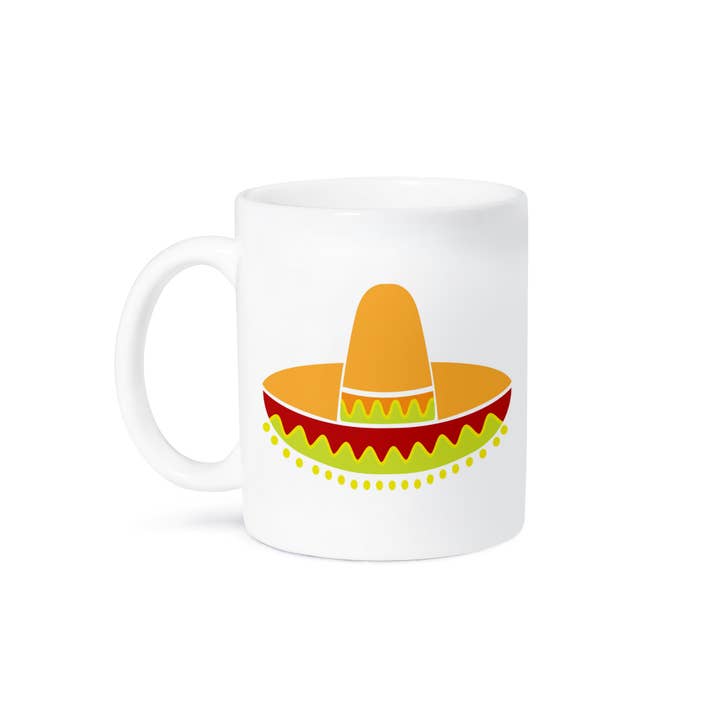 3dRose - Wholesale Coffee Mug - 3dRose, Cute Yellow, Orange, and Red Mexican Sombrero Hat Illustration, Mug8