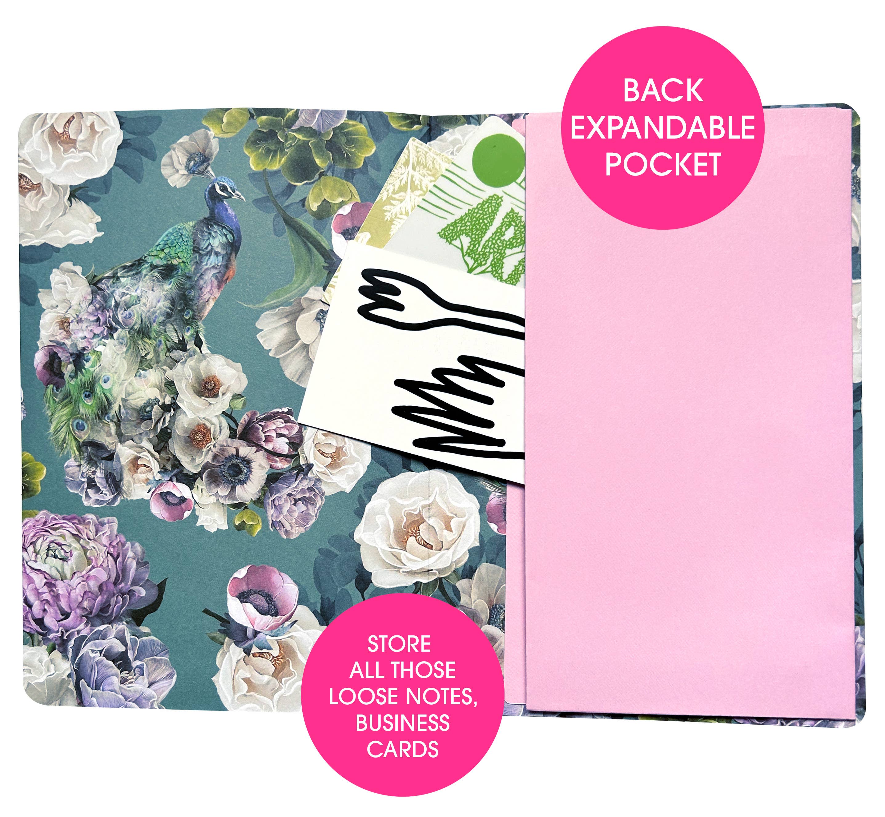 Lola Design Ltd – wholesale Journal/diary – Peacock Pattern Hardback Journal with Elastic Closure2