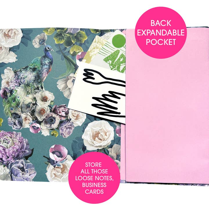 Lola Design Ltd – wholesale Journal/diary – Peacock Pattern Hardback Journal with Elastic Closure2