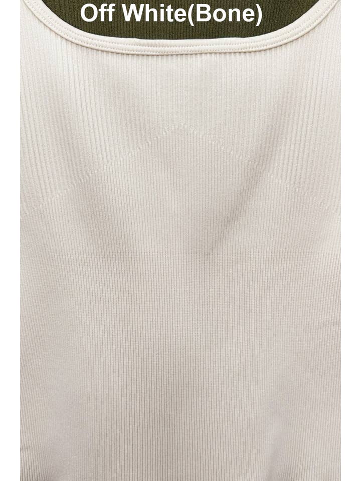 Color 5 - Wholesale Unitard - Women's - Bone off white seamless ribbed fitted tank style jumpsuit
