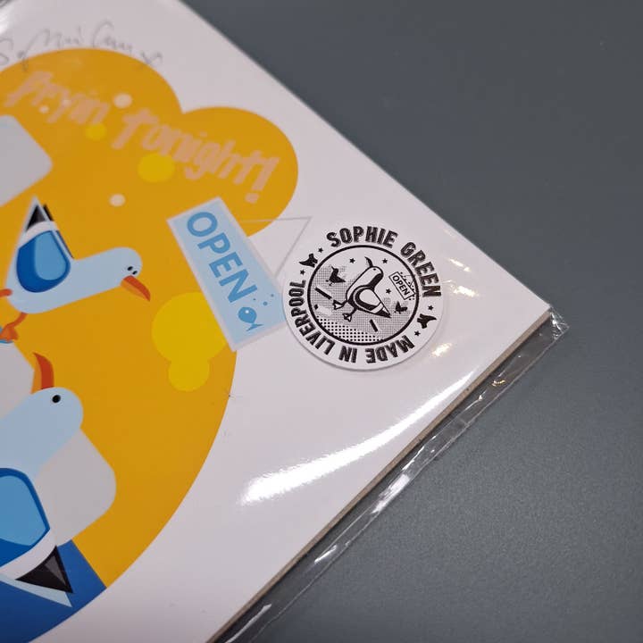 Sophie Green Artist - Wholesale Art Print - Chippy Tea Signed Art Print Chip Shop Dinner Seagull1