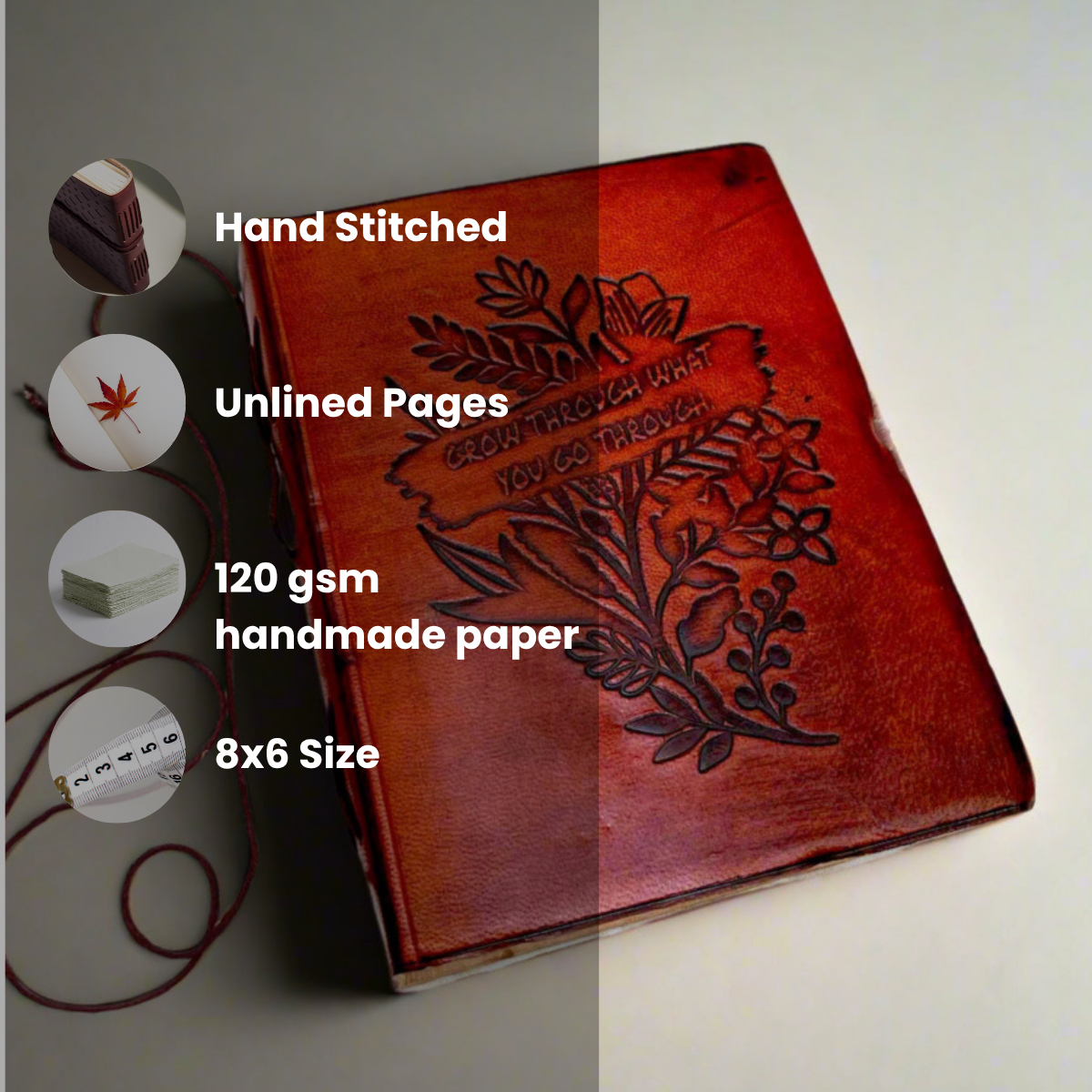 Soothi | Containers Of Creativity - Wholesale Journal/Diary - "Grow Through What You Go Through" Leather Journal - Your Healing Partner3