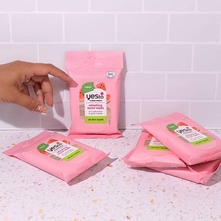 Yes To - Wholesale Face & Body Wipes - watermelon refreshing facial wipes with watermelon to lightly hydrate all skin types - 10ct