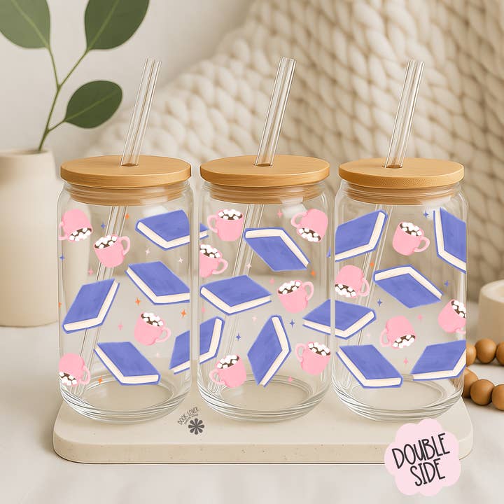 Book Fuel 16 OZ Glass Can UV DTF WRAP / Bookish Mug for wholesale by Book Lover Merch Shop