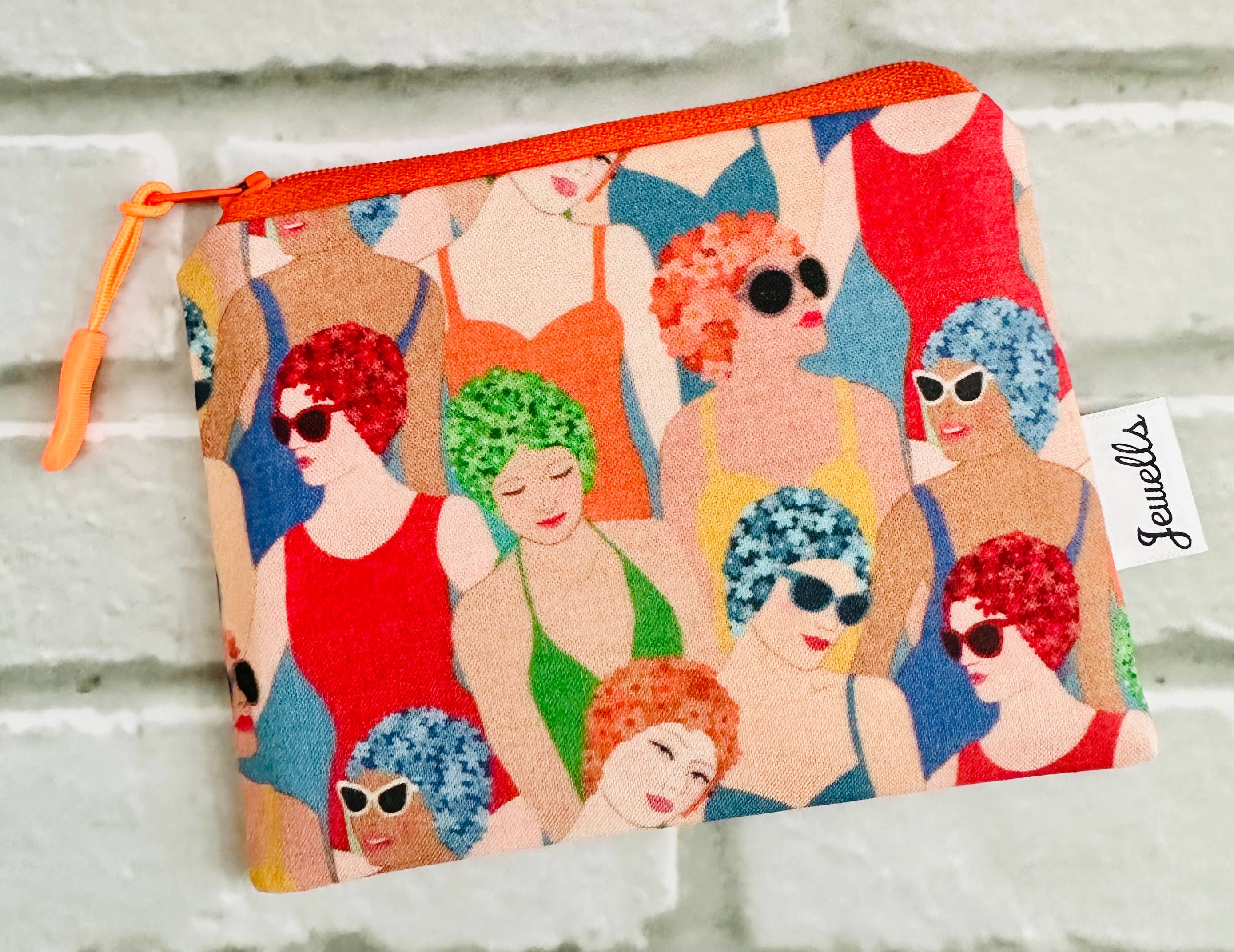 Jewells - Vente Pochette – femme - Pochette en tissu rétro avec motif bonnet de bain, unie ou rayée1