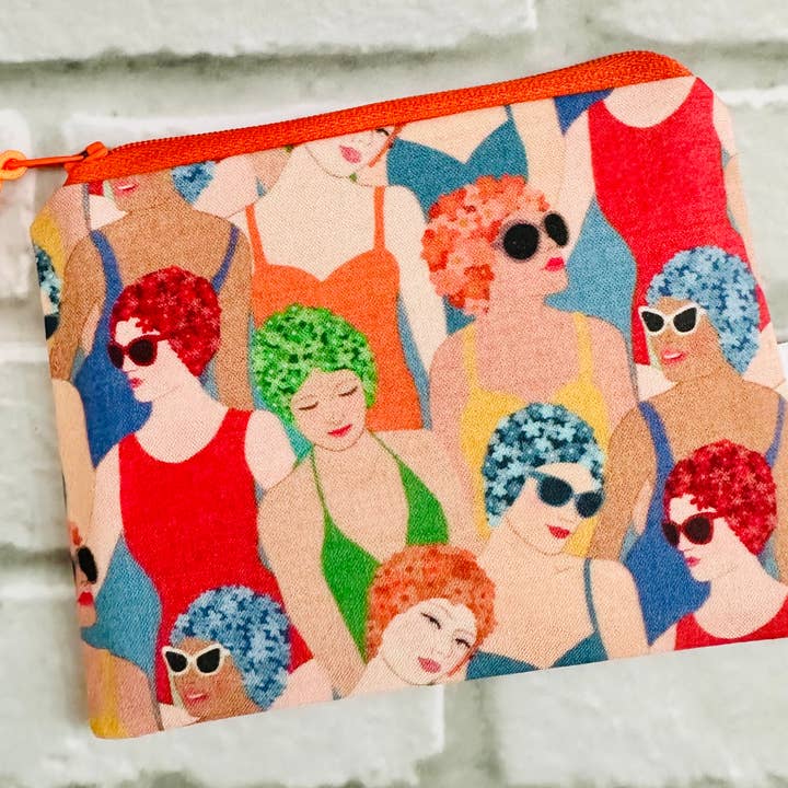 Jewells - Vente Pochette – femme - Pochette en tissu rétro avec motif bonnet de bain, unie ou rayée1