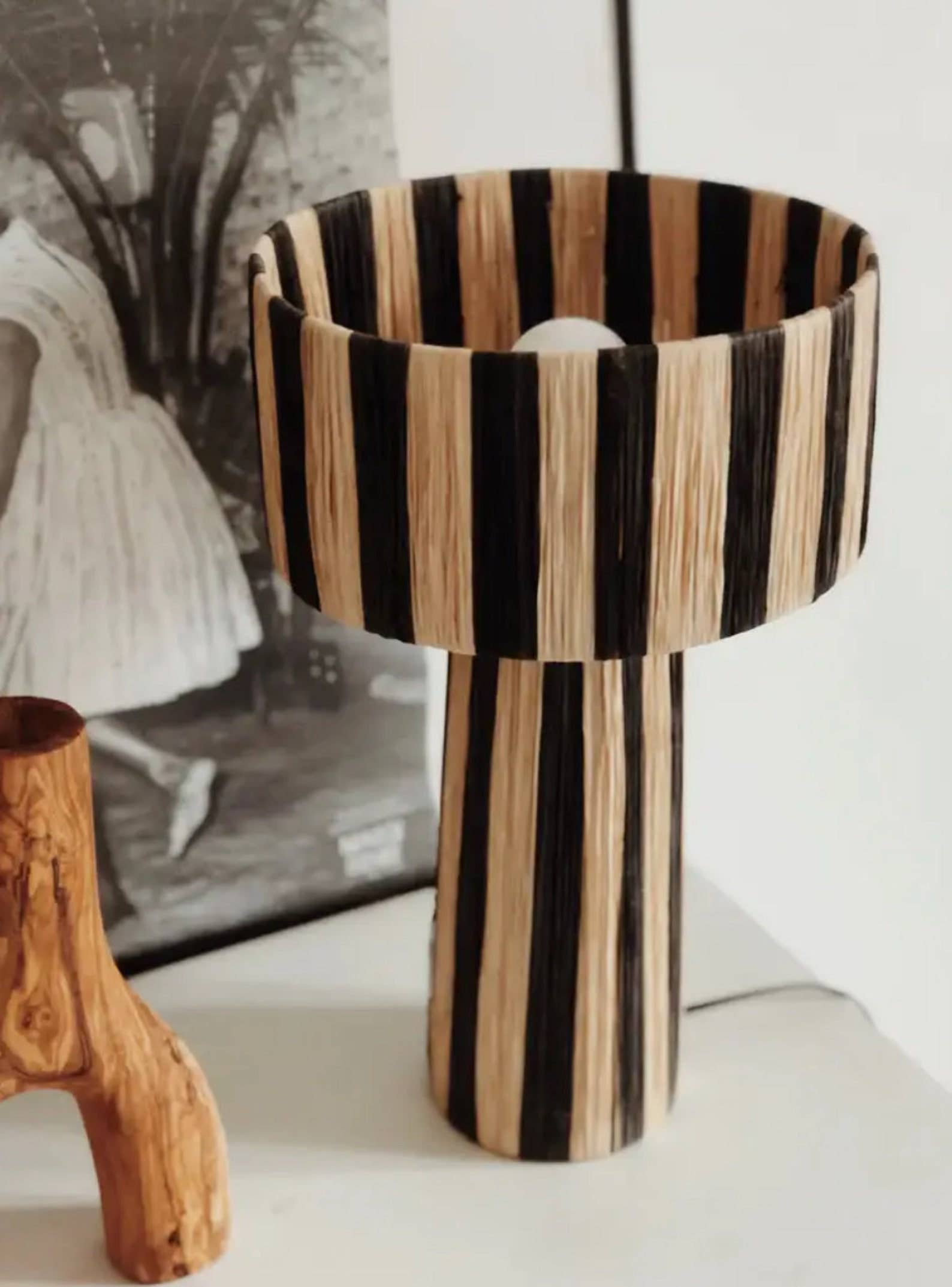 HandHappiness - Wholesale Lamp Shade - Natural And Black Raffia Lamp, Thin Raffia Lampshade.1