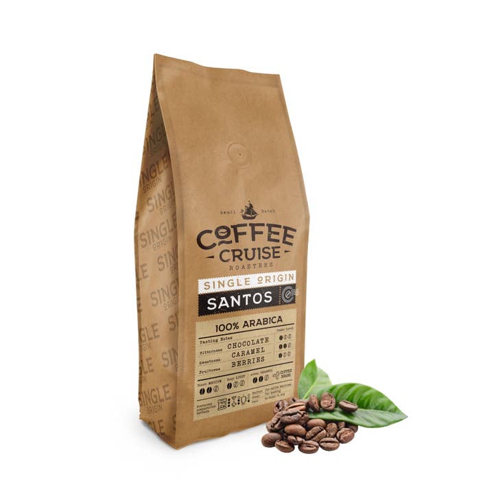 Lukata LTD – wholesale Kaffebönor – COFFEE CRUISE Santos Kaffebönor 1kg - Medelrostning - Aromakameller - För alla kaffemaskiner - 100% Arabica