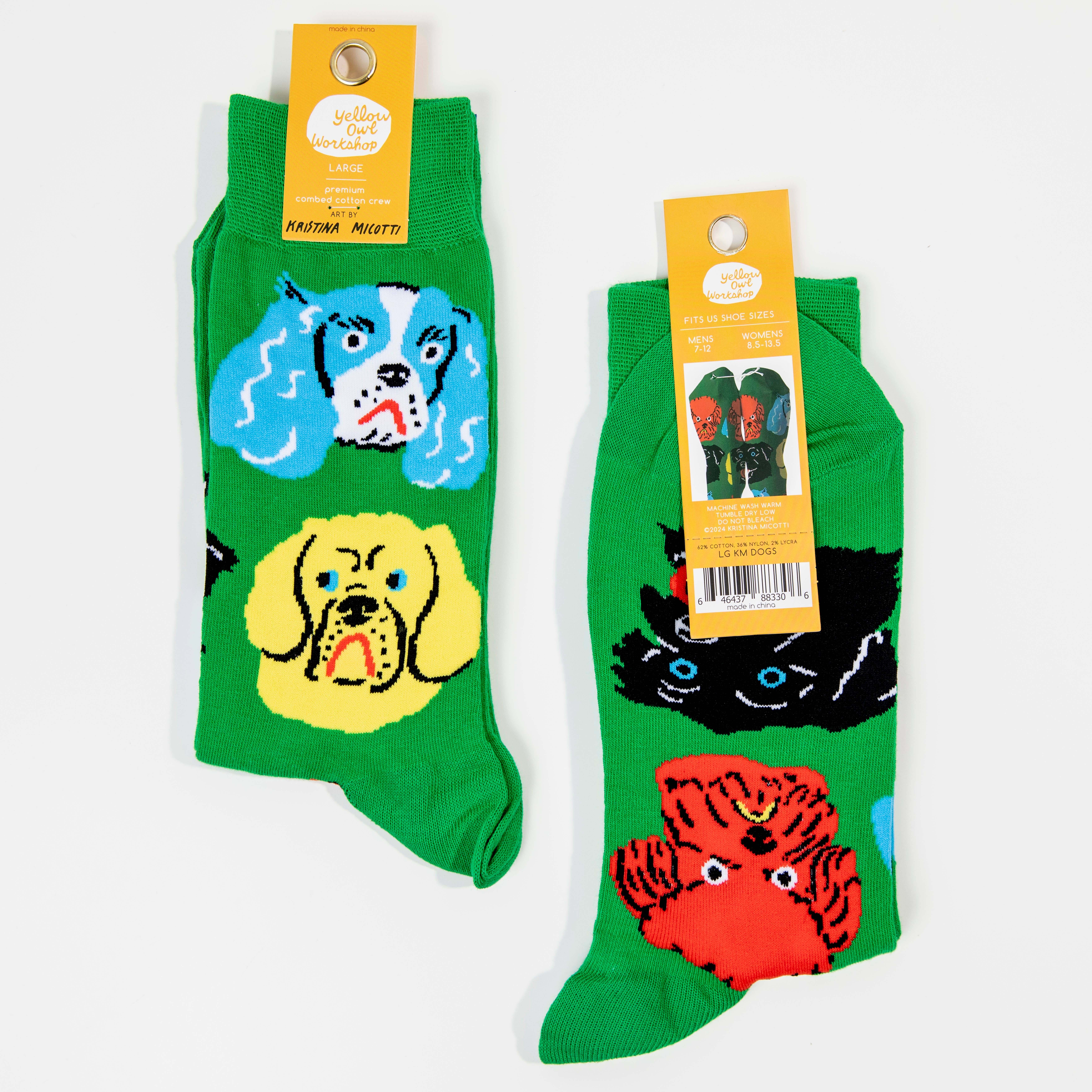 Yellow Owl Workshop - Wholesale Socks - Men's - Kristina Micotti Dogs - Large Crew Socks - Colorful Socks2