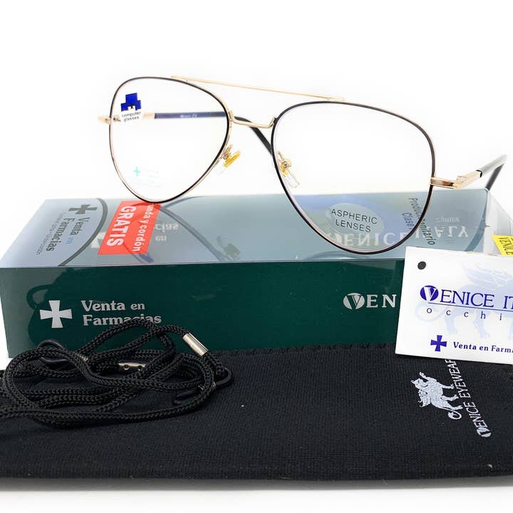 Lunettes de lecture modèle PILOTO Black à lumière bleue pour la vente par Gafas Venice Eyewear