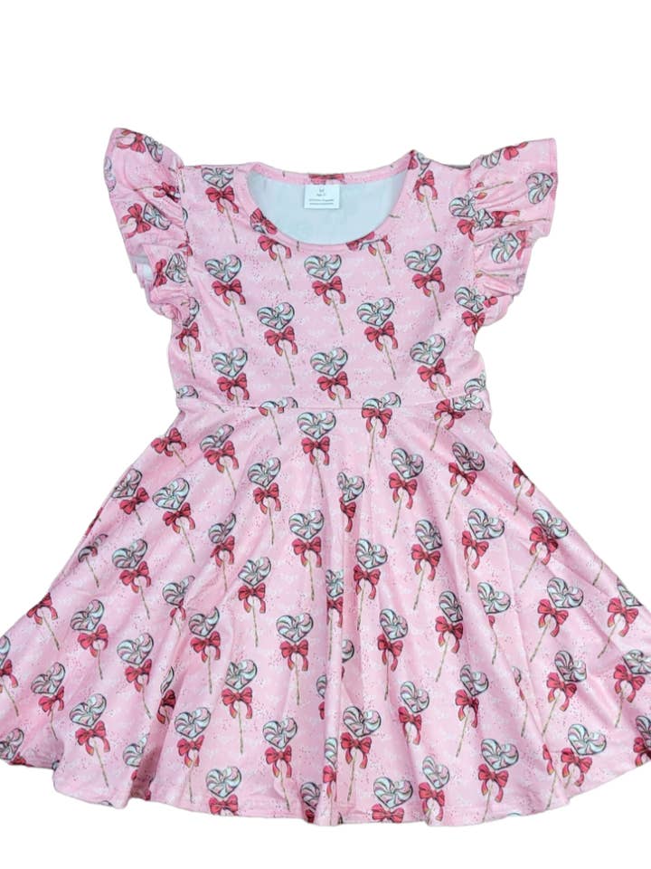 Valentine Klubba Mjölk Silke Snurrklänning för wholesale av Great Lakes Kids Apparel