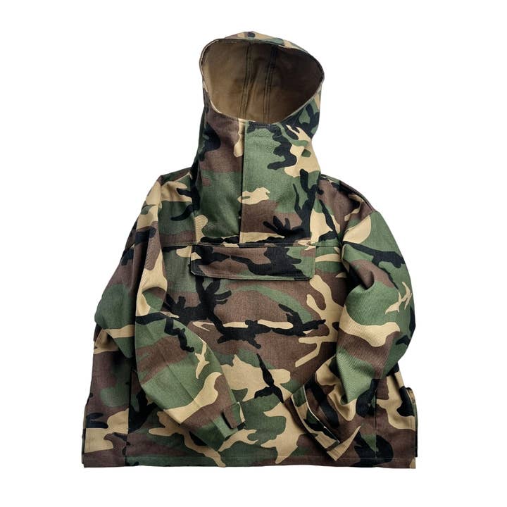 Waterproof Cotton Camo Jacket Lightweight Green Brown & Black for wholesale by Culture Classics