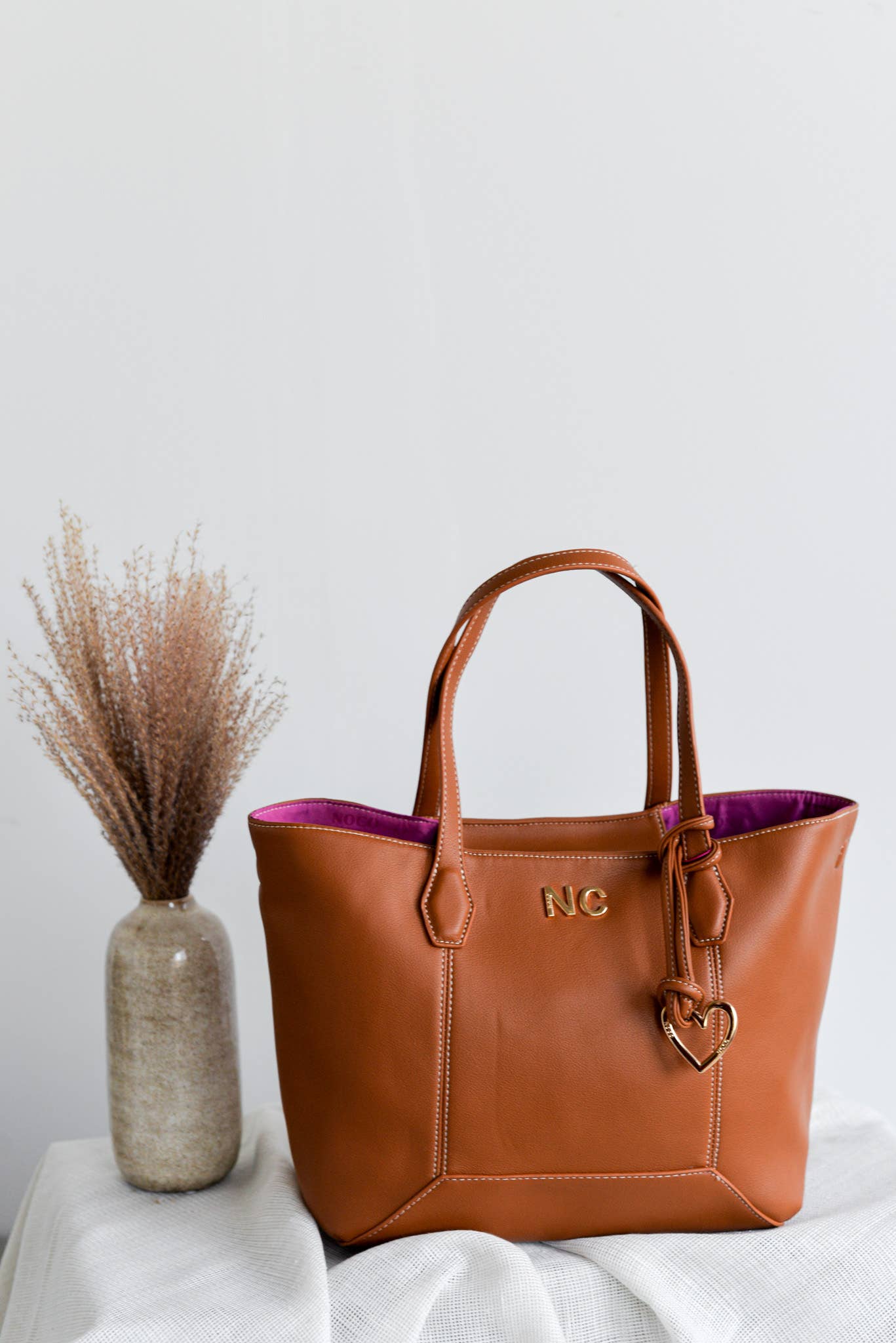 NOCO - Wholesale Tote Bag - Women's - Shopper Heart Stitching Camel2