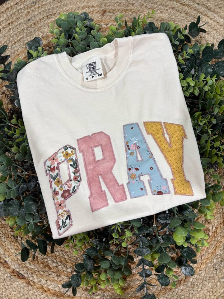 Pray Applique Comfort Color Shirt for wholesale by Lakely Claire Wholesale