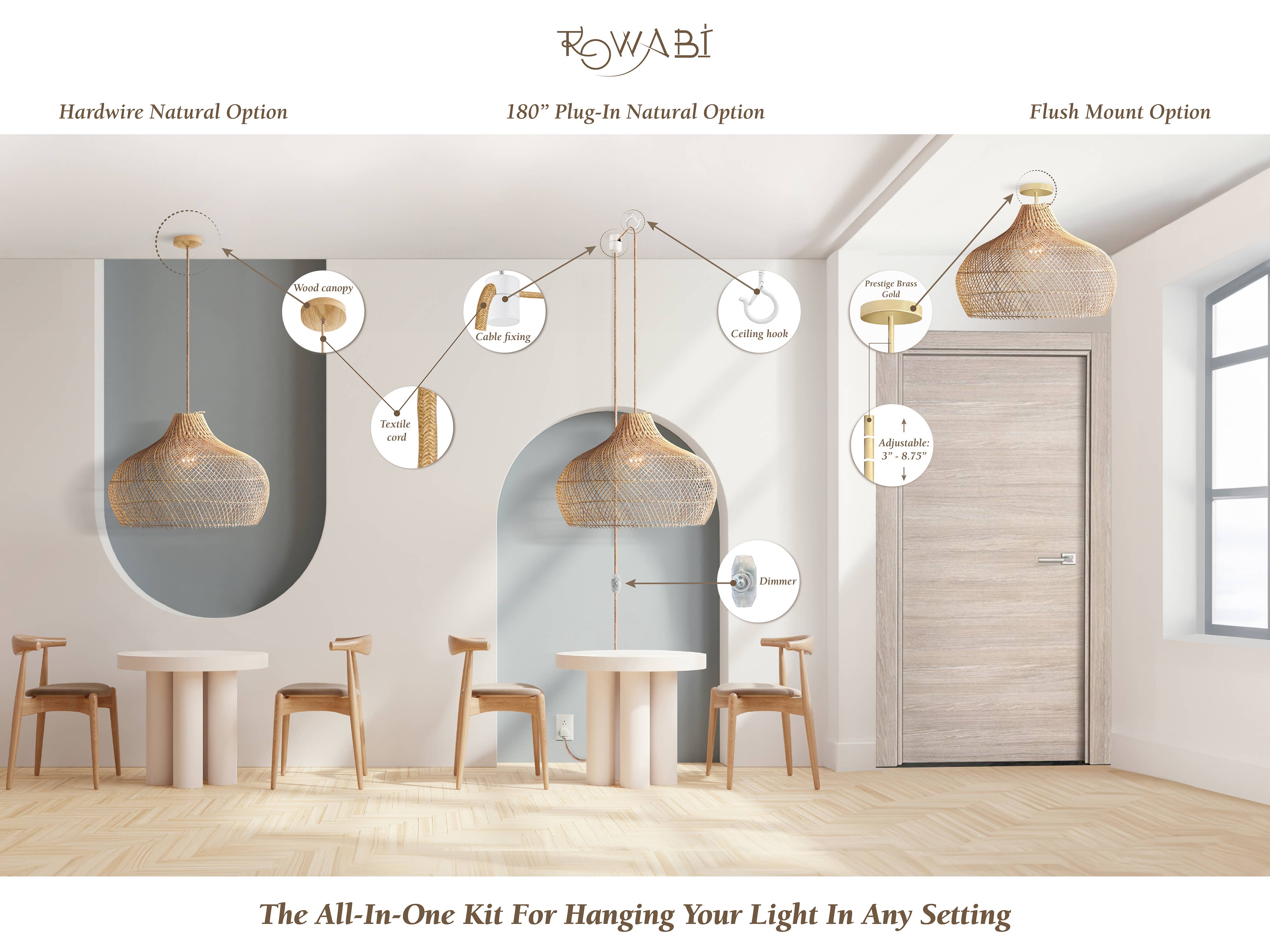 Rowabi - Vente Lustre/Suspension - Lampe suspendue en rotin Kloe5