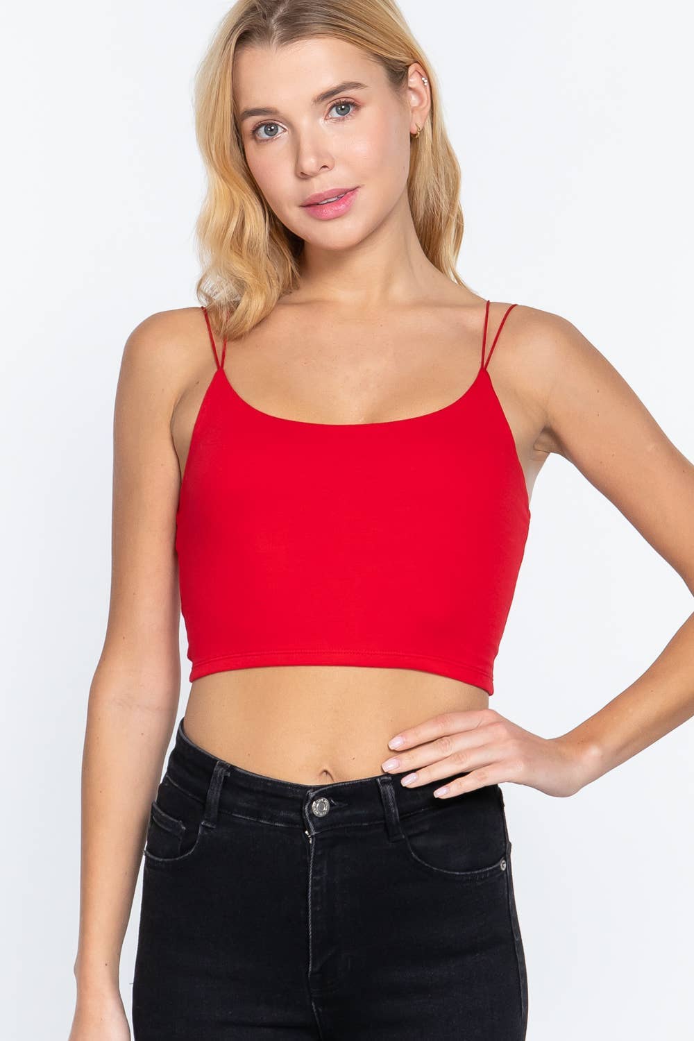 Vanilla Monkey - Wholesale Tank Top - Women's - Round Neck Elastic Strap Two Ply Knit Cami Crop Top14