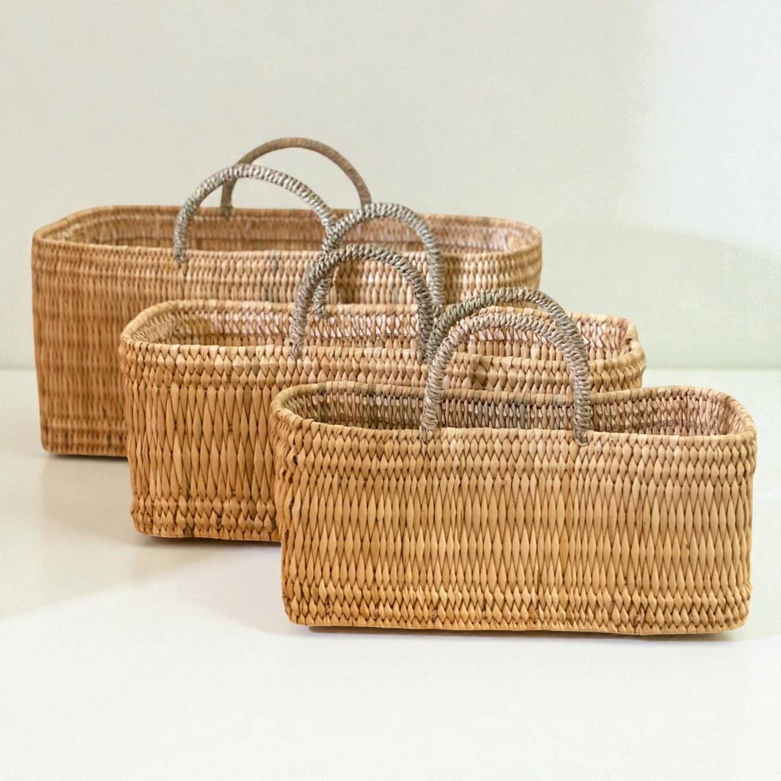 HandmadeBestSeller – wholesale Basket – Handwoven Reed Storage Baskets Set3