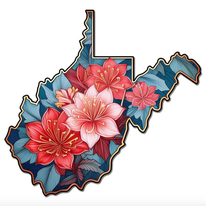 West Virginia Floral Sticker for wholesale by Echo-Lit