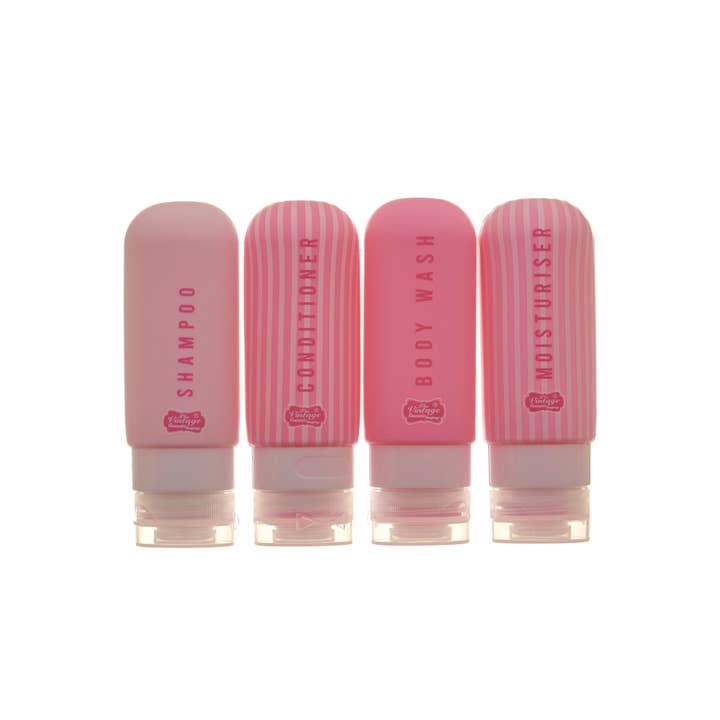 The Vintage Cosmetic Company – wholesale Travel set – 4Pc Silicone Travel Bottles With Bag3