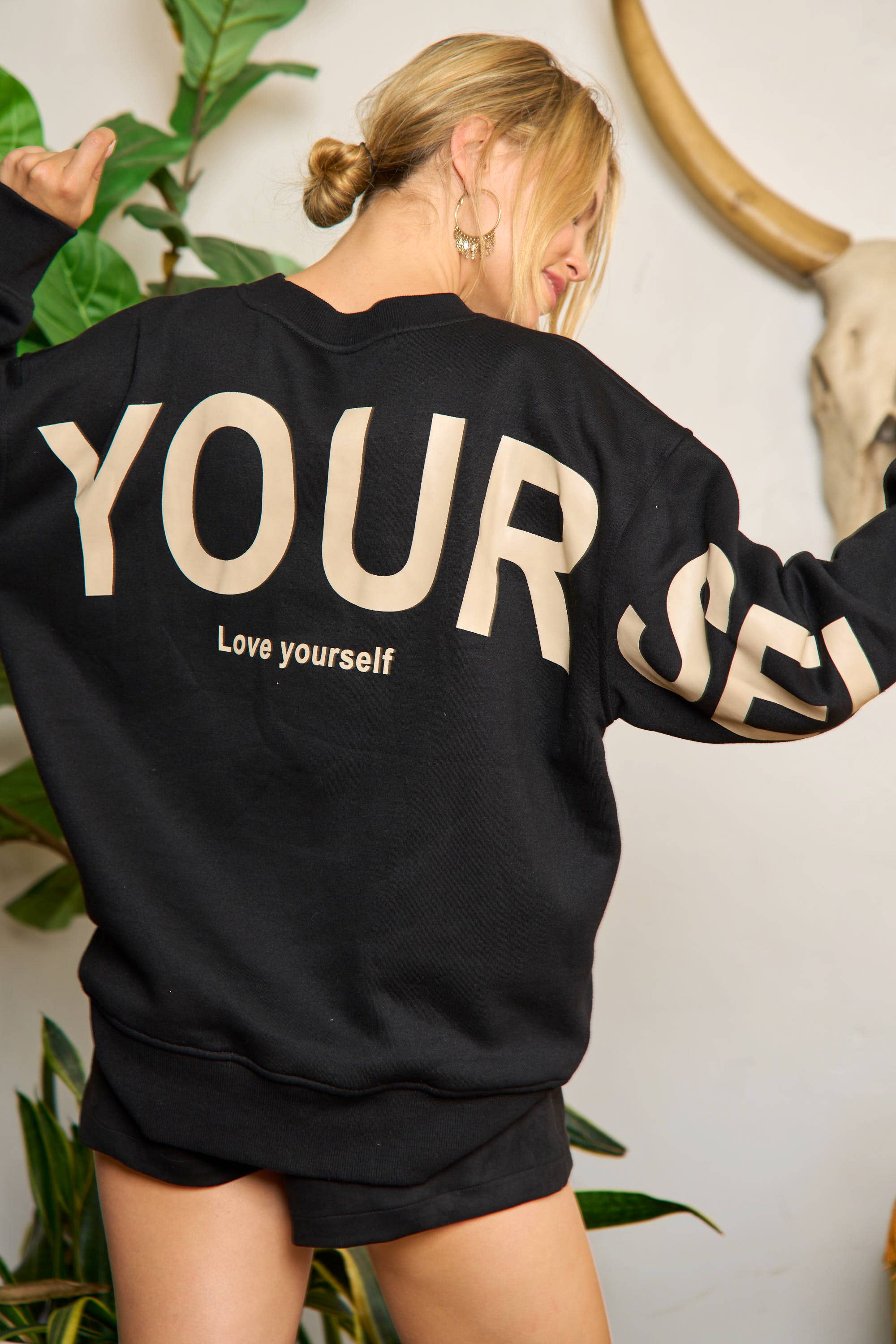 JADE BY JANE - Wholesale Graphic Sweatshirt - Women's - Be Yourself Love Yourself Printed Oversized Sweatshirt18