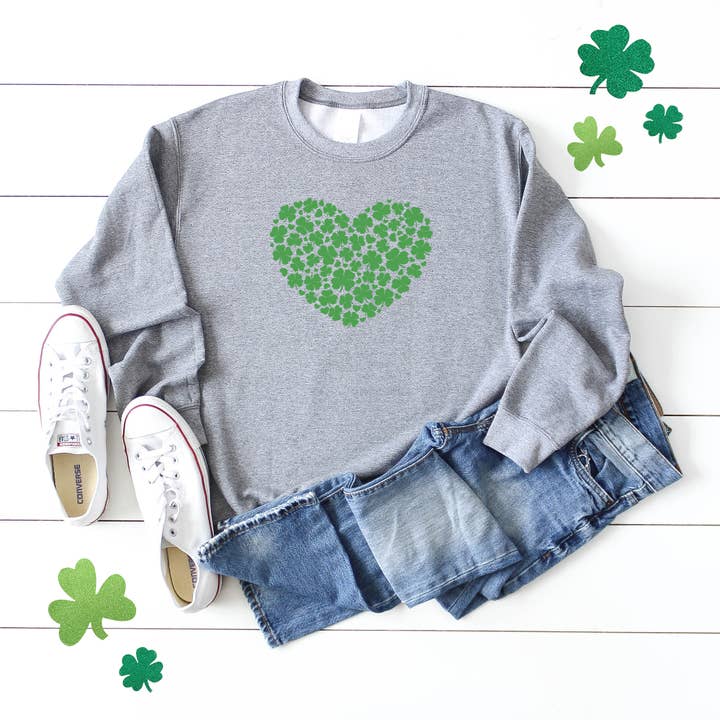 Shamrock Heart | St. Patrick's | Sweatshirt for wholesale by Olive And Ivory Wholesale