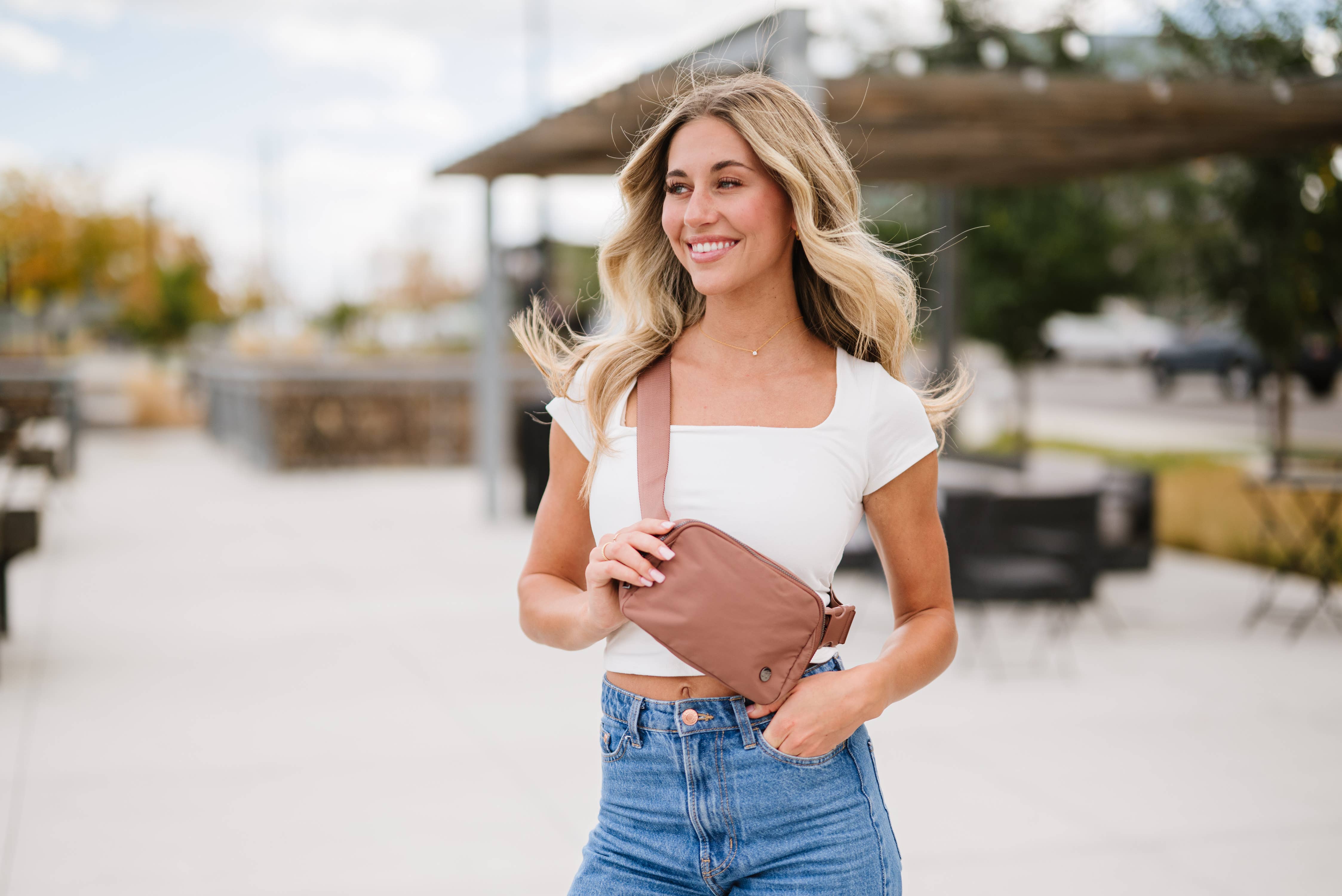 The Classy Cloth WS - Wholesale Belt Bag - Women's - Nylon Belt Bum Bag - Mocha RTS6