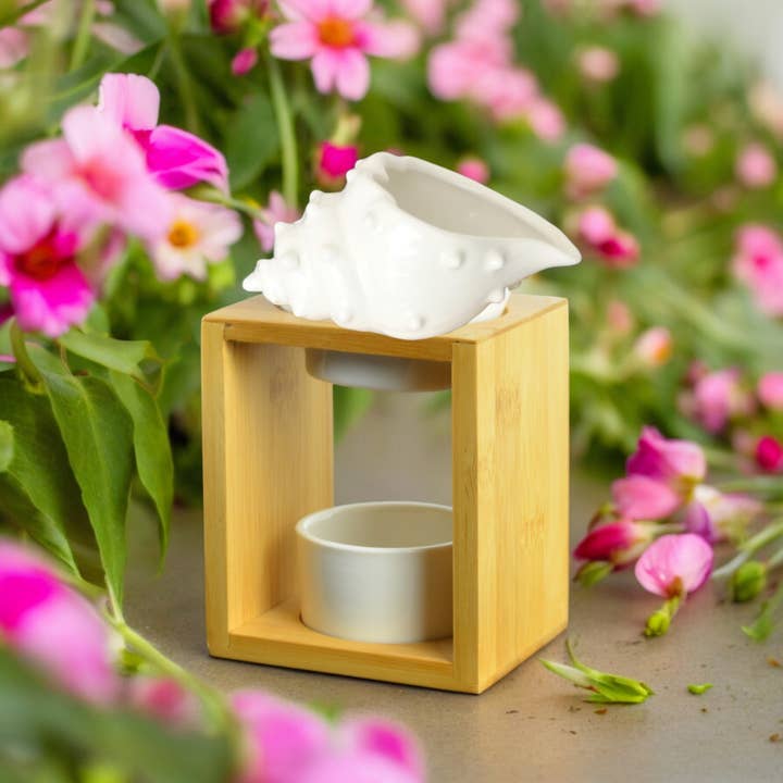 Zen'Arome - Wholesale Oil Warmer - Naturéa Series Fragrance Burner - Shell Bamboo Ceramic Candleholder