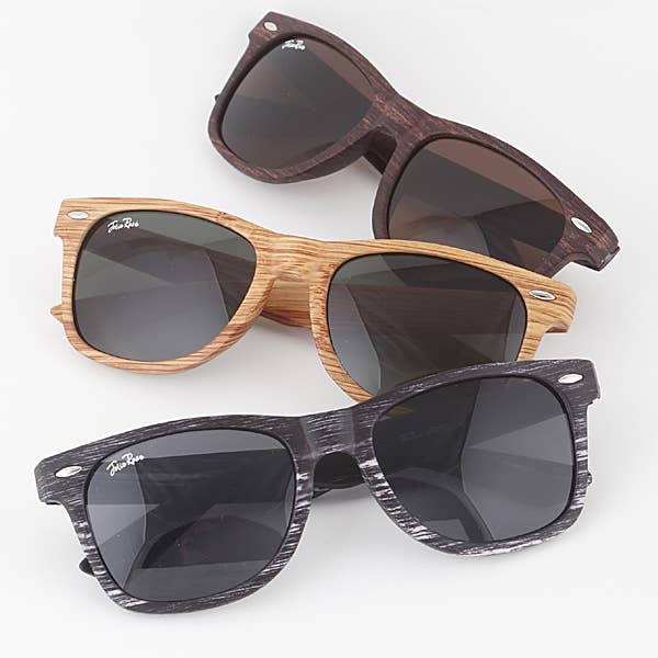 MIX Wood Textured Wayfarer Sunglasses for wholesale on Faire