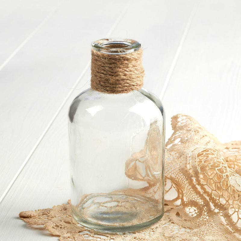 Factory Direct Craft - Vente Paniers - Bouteille d'apothicaire en verre avec ornements en jute - Choisir la taille5
