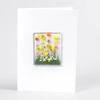 Pam Peters Designs - Wholesale Everyday Greeting Card - Handmade Fused Glass Greeting Card - daffodil Card