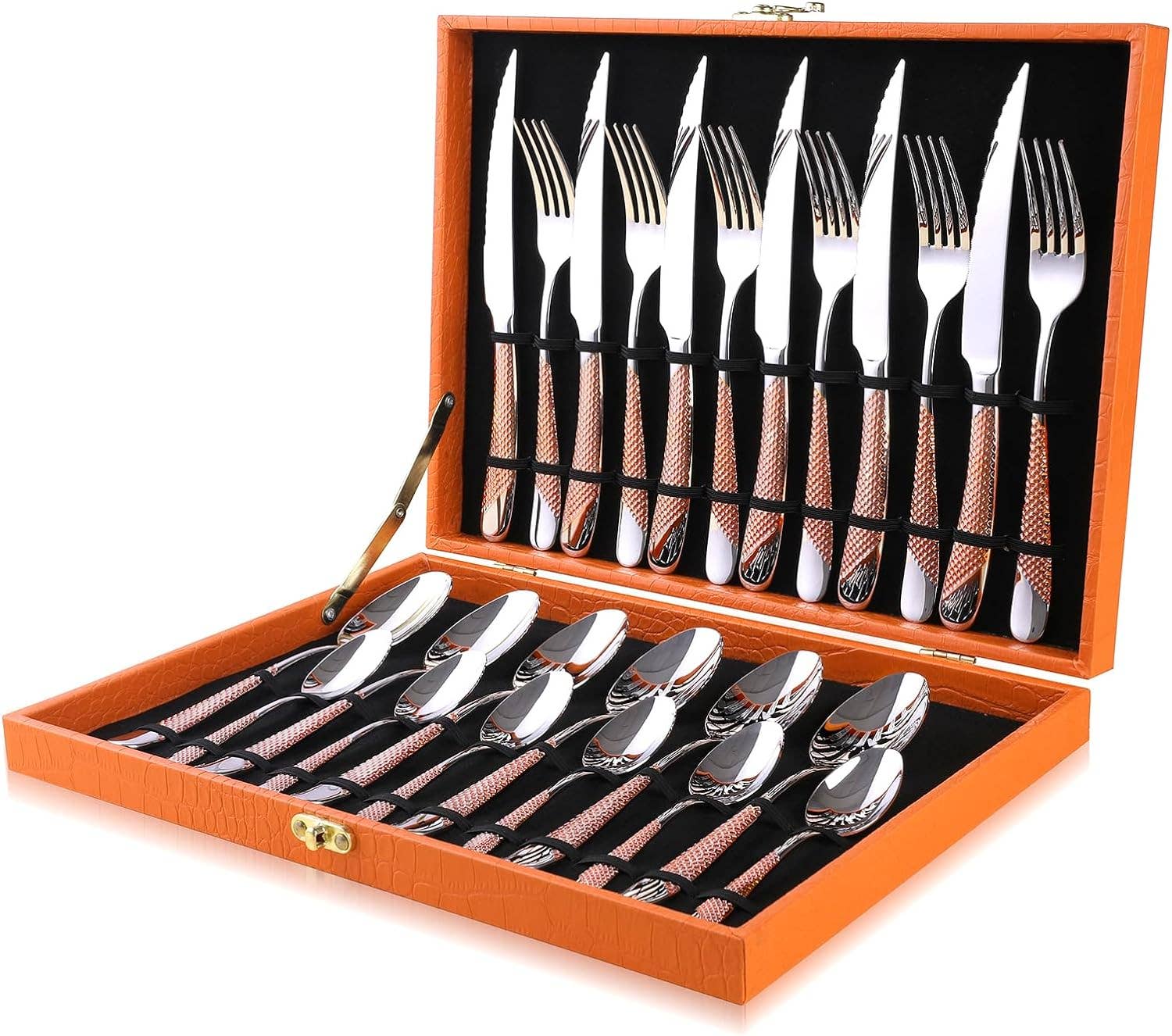 VIGOR - Wholesale Flatware Set - Perfect Holiday Gift 24-Piece Gold Forged Stainless Steel Fl1