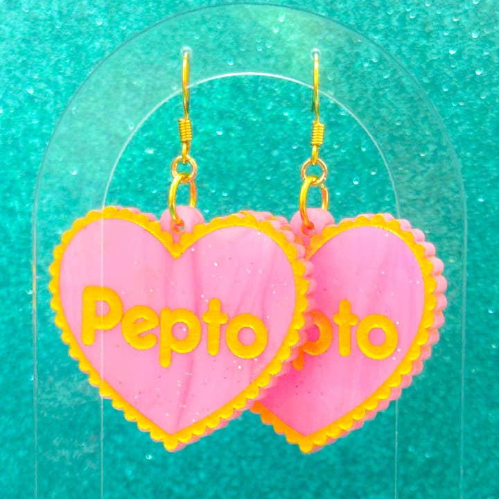 Orecchini Pepto Heart per la vendita all'ingrosso da parte di The Big Happy Jewelry Co