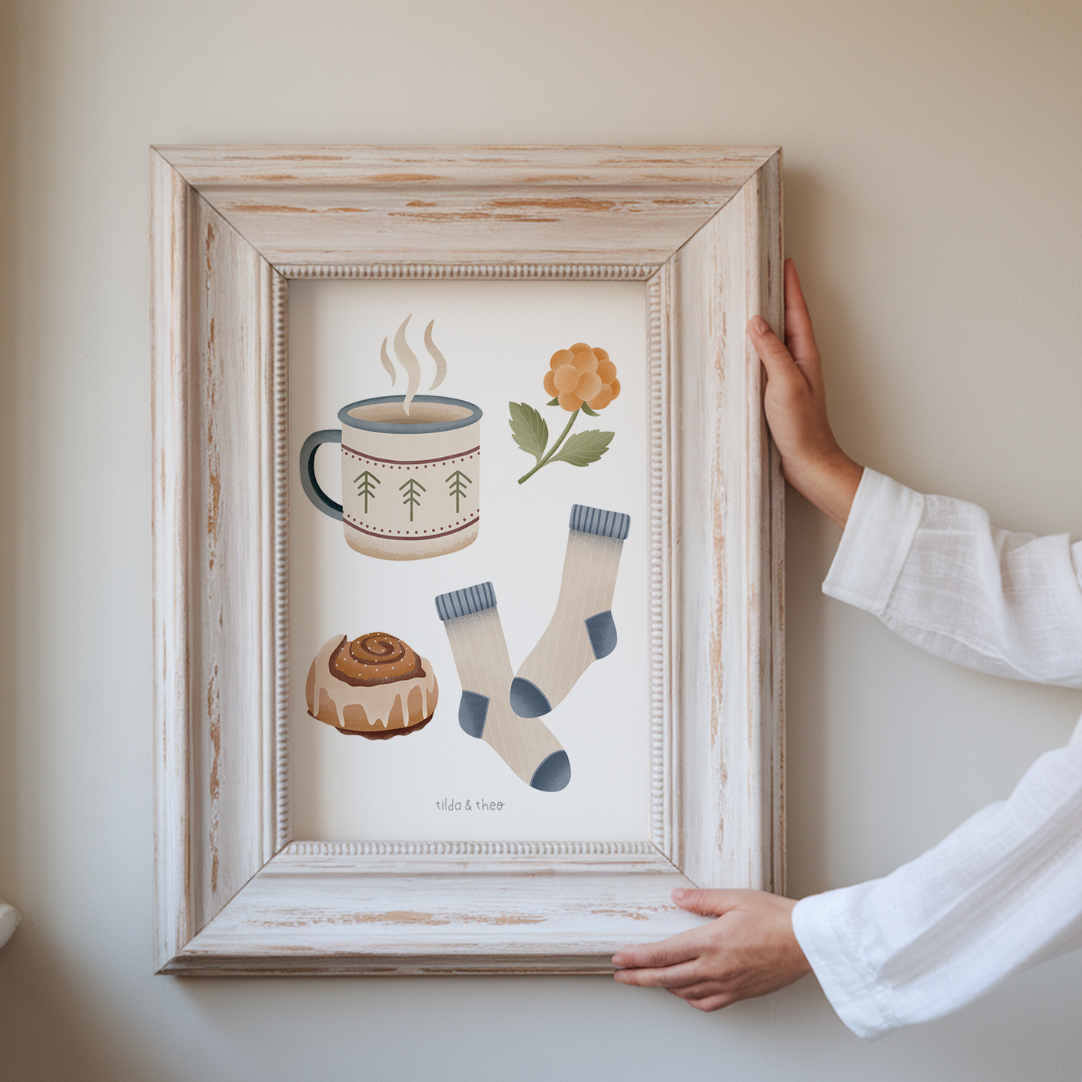 Tilda&Theo - Wholesale Poster - Poster Hygge Norway cozy art print cinnamon roll3
