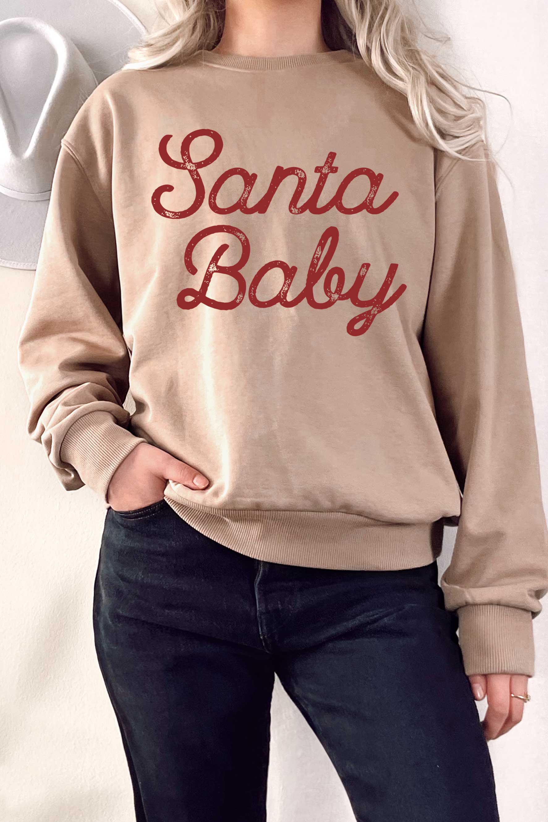 Rustee Clothing - Wholesale Graphic Sweatshirt - Women's - SANTA BABY PUFF GRAPHIC TERRY SWEATSHIRTS3