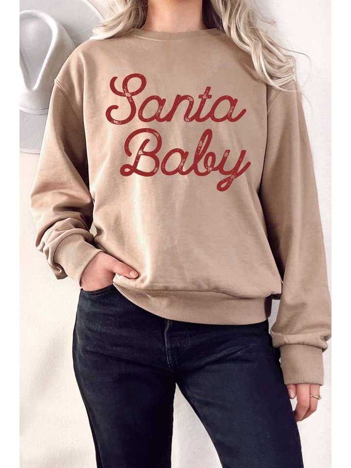 Rustee Clothing - Wholesale Graphic Sweatshirt - Women's - SANTA BABY PUFF GRAPHIC TERRY SWEATSHIRTS3