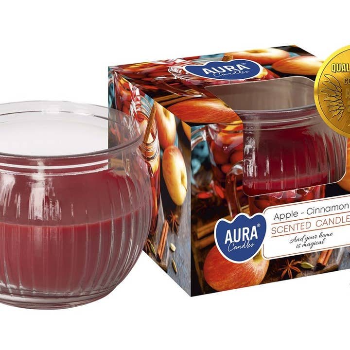 Esoterica Arte – Engroshandel Glaslys – 18h æble/kanelglas stearinlys (6 stk.)0