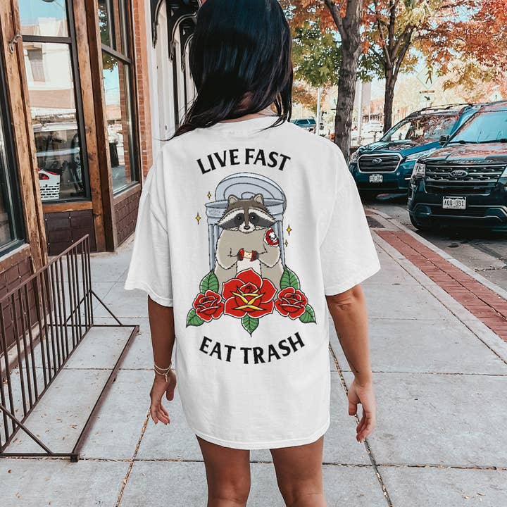 Live Fast Eat Trash T-shirt (Unisex) for engroshandel hos Broken Society