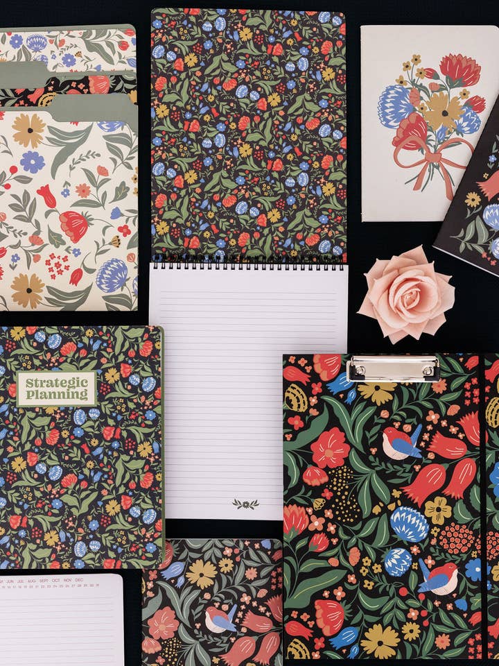 Large Top Spiral Notebook, Wanderlust Black for wholesale by Steel Mill and Co.