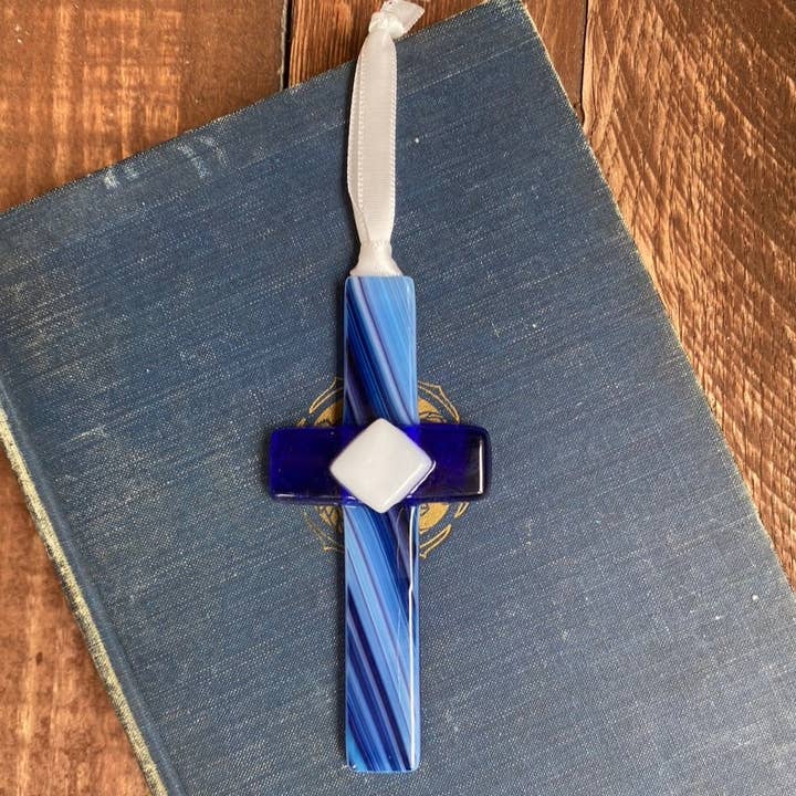 The Grandparent Gift Co. Inc. - Wholesale Ornament - Godfather Gift USA Handmade Glass Cross 4400