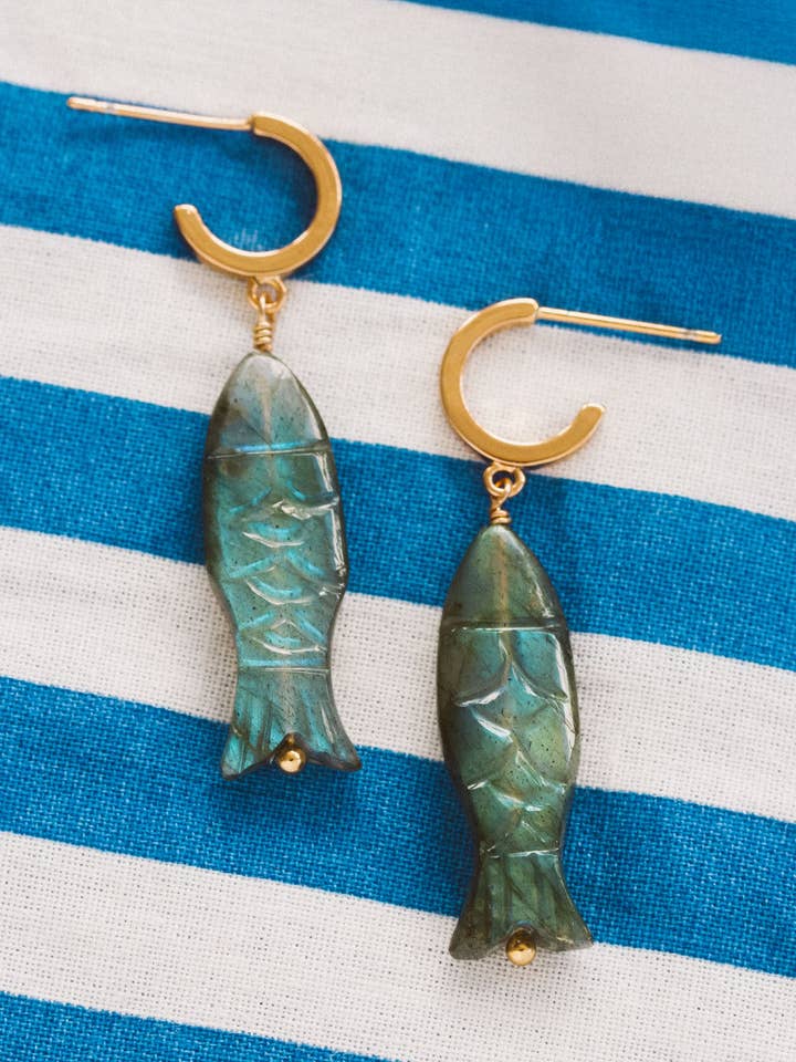 Tapas & Tides Gemstone Post Hoop Earrings for wholesale by Luna Norte