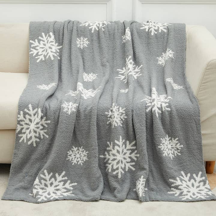 Little Trendy - Wholesale Throw Blanket - Snowflake christmas patterned soft reversible throw blanket