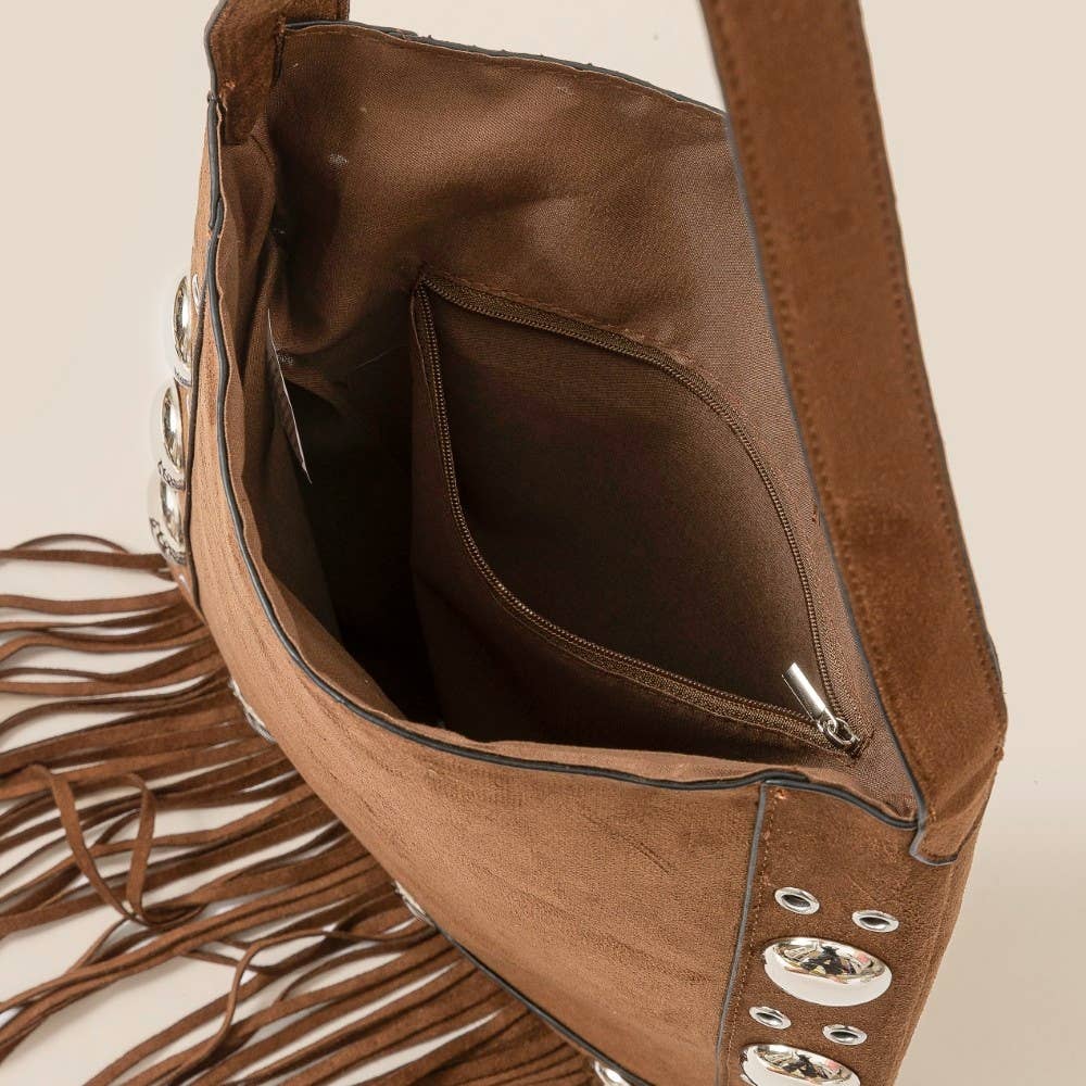 Anarchy Street - Vente Tote bag – femme - Sac cabas à franges avec œillets en daim5