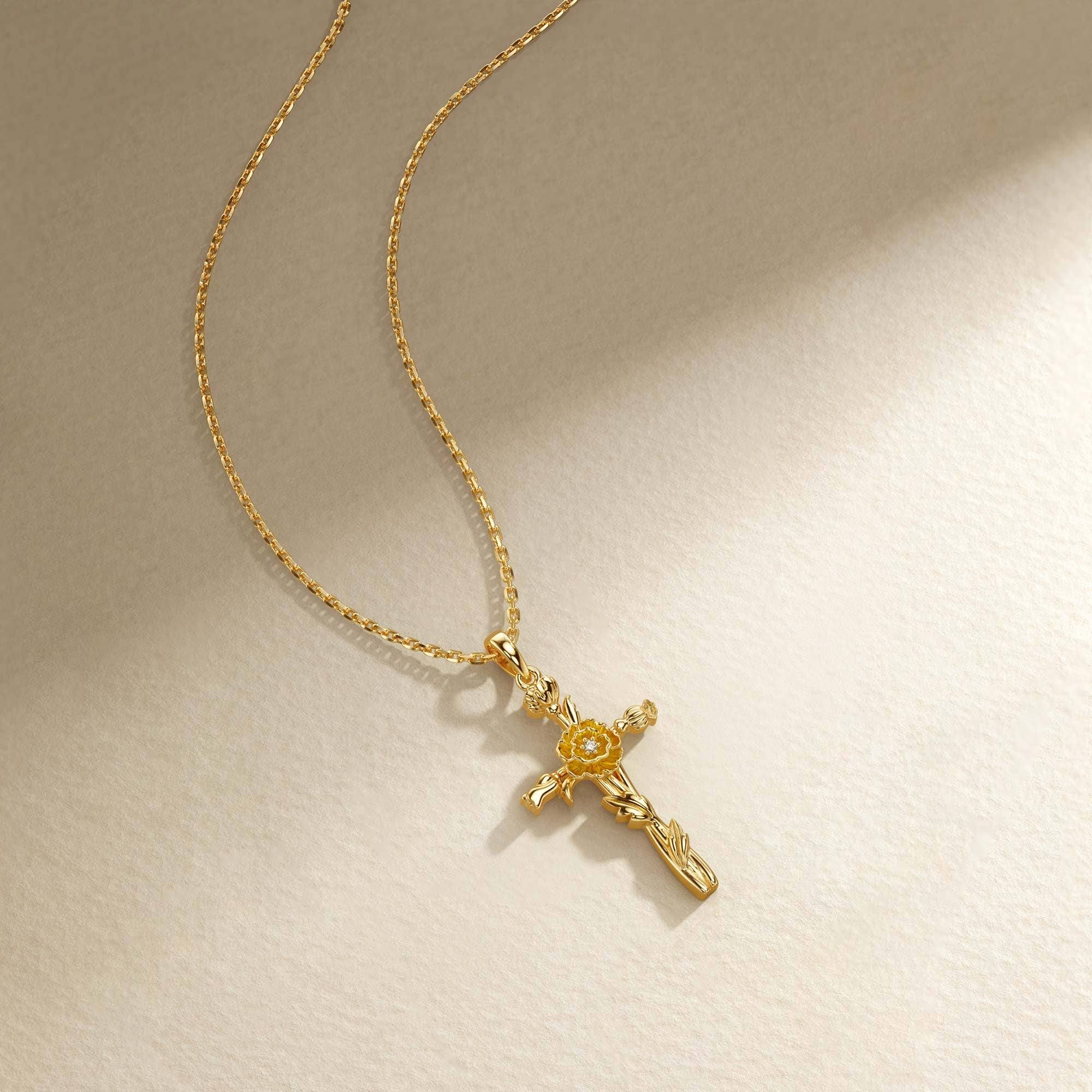 Vanimy Jewelry - Wholesale Pendant/charm necklace - Floral Cross August Poppy Pendant Necklace3