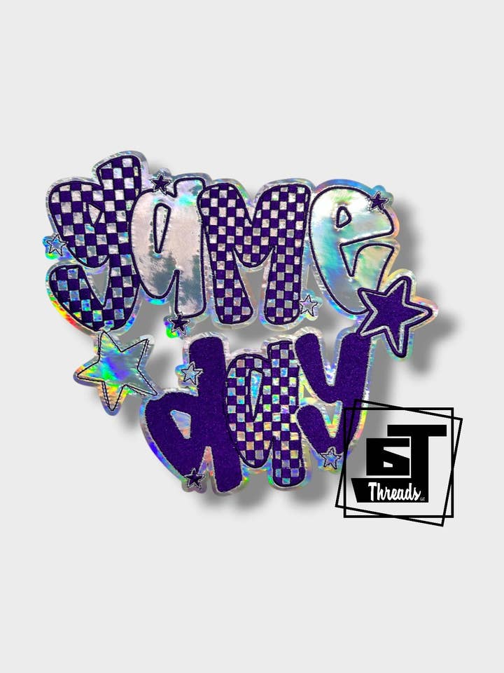Purple Metallic Checkered Game Day....Patches Only for wholesale by 6j Threads LLC