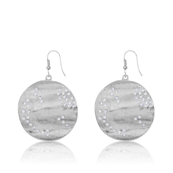 KARINE SULTAN - Wholesale Dangle Earrings - Wavy Disc CZ Encrusted Dangle Earrings for Glam0