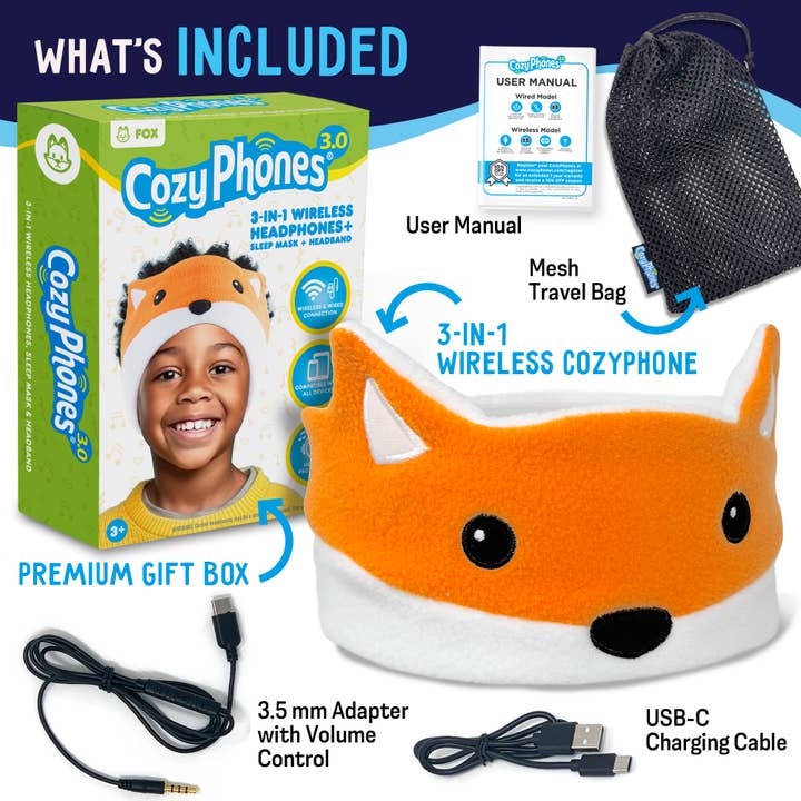 CozyPhones Kids Headband Headphones - Case of 12 FOX for wholesale by CozyPhones
